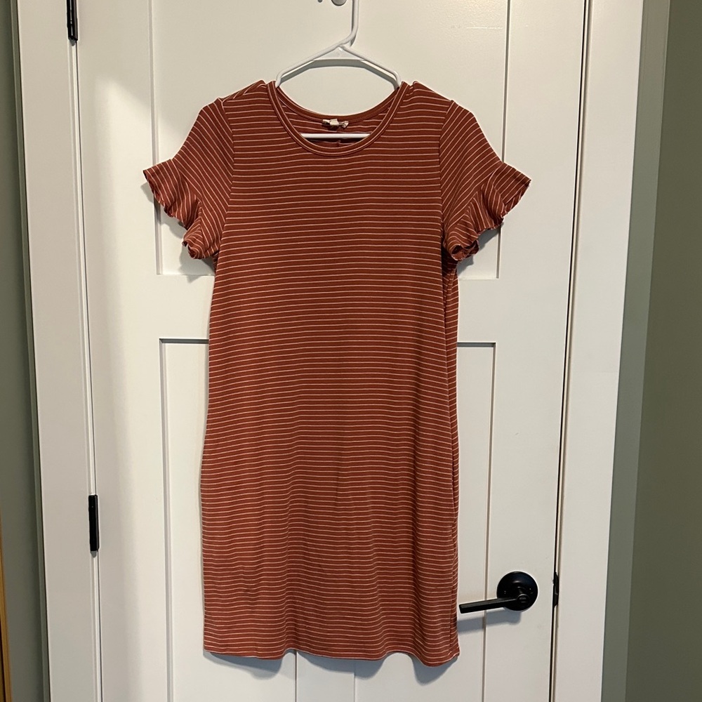 Hem & Thread Rust Striped Mini Dress